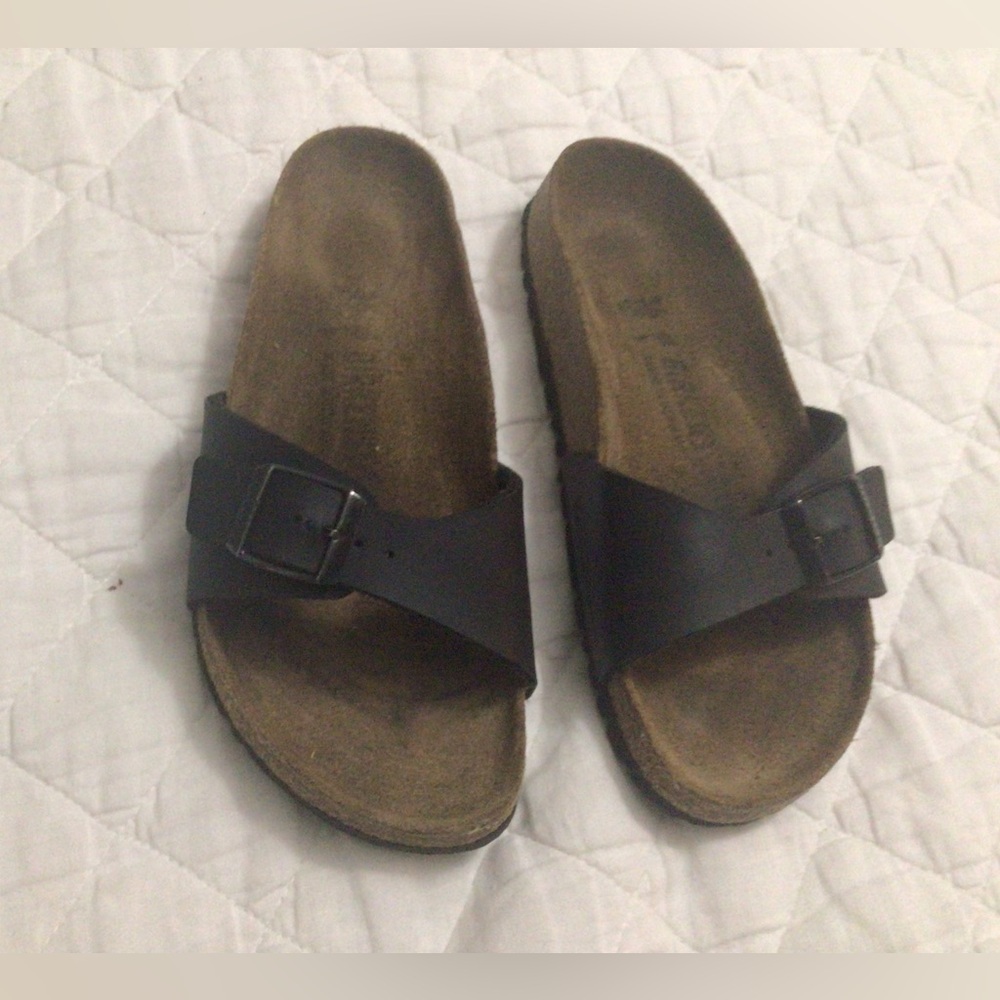 Birkenstock Womens Black Madrid One Strap Slip On Slides Sandals Size 36
